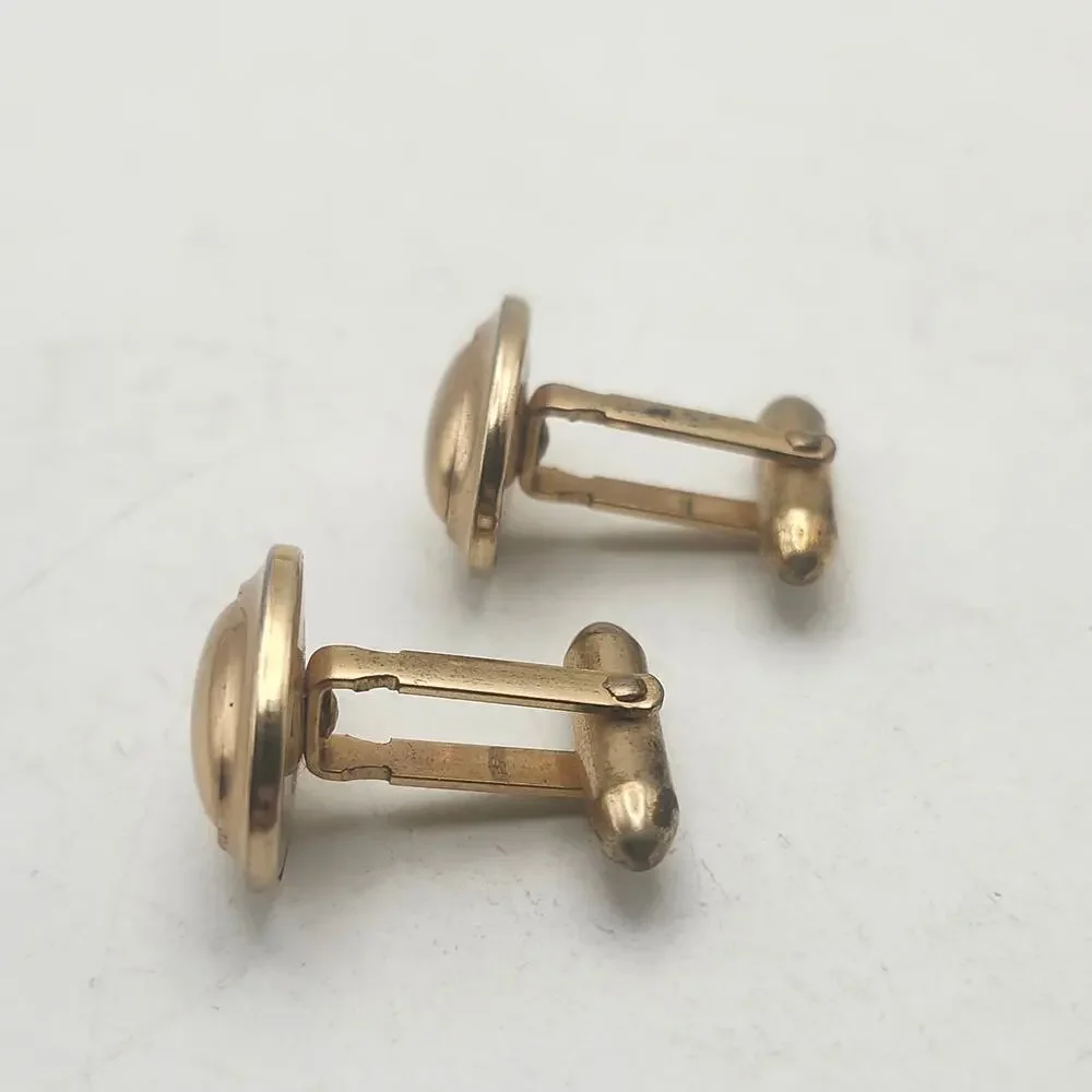 Vintage Correct Quality Oval Gold Tone Cufflinks Mens Formal Signed Patented